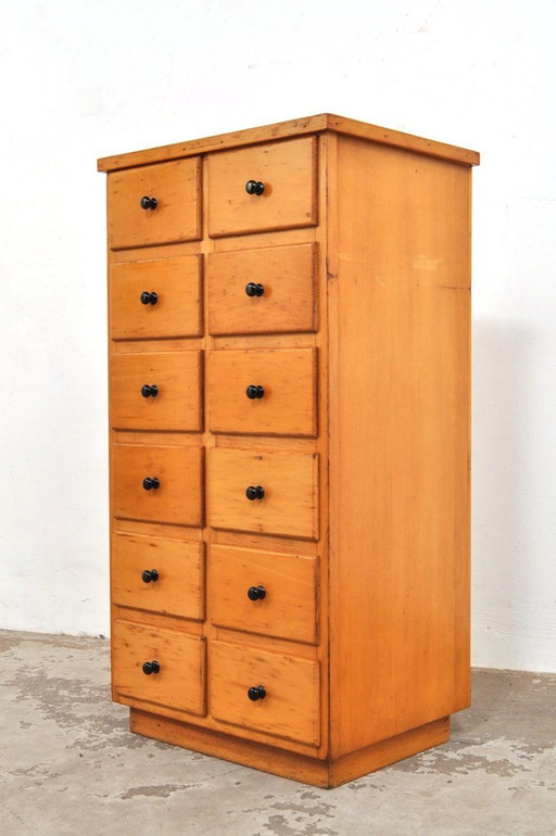 Vintage school cabinet/ chest of drawers in beech wood, 1950s