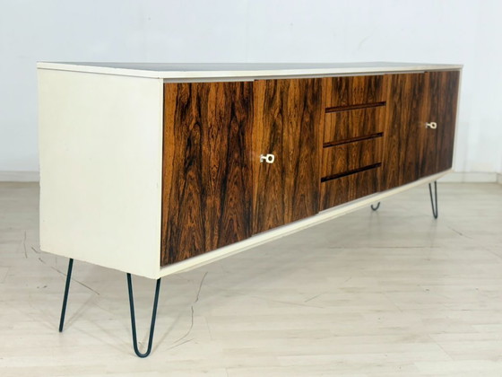Image 1 of Vintage Palisander Sideboard – Mid Century Kommode – Restauriertes Longboard Unikat