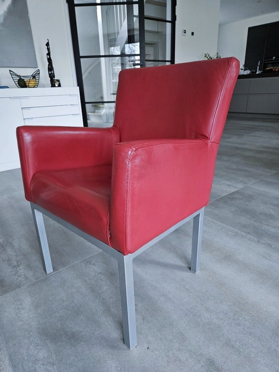 Image 1 of Set aus 6 Esszimmerstühlen aus echtem Leder