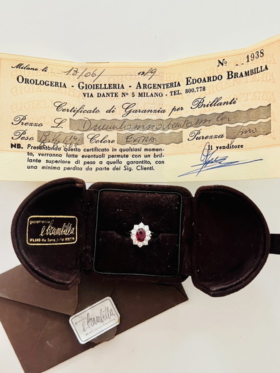 Image 1 of Brambilla Milano Ring - 1.30ct Ruby & Extra/IF Diamonds - Certified 1989