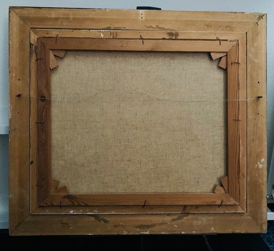 Image 1 of Peinture unique signée représentant une pipe, un verre à vin, un livre et une cruche en étain. Signé H. van Leeuwen