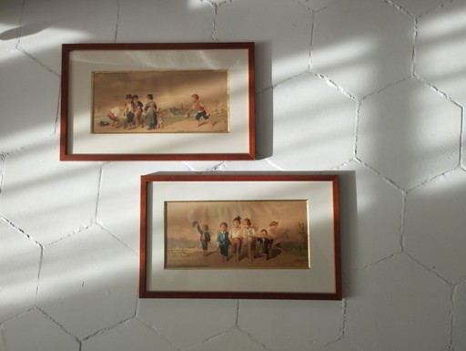 Pair of 19th-century chromolithographs