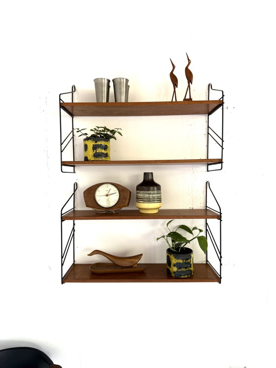 Image 1 of Set van 2 vintage beukenhouten wandrekken, WHB Germany ‘60