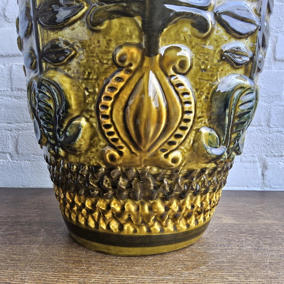 Image 1 of Vintage Ceramic XXL West Germany Vase (Bay) Mustard Colour / West Germany Vase Mustard Colour