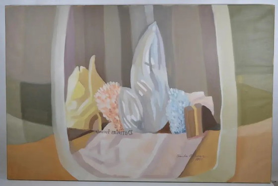 Paula Salonen (siglo XX) “Bodegón con corales” Óleo sobre lienzo firmado y fechado en 1990 (photo 2 of 11)