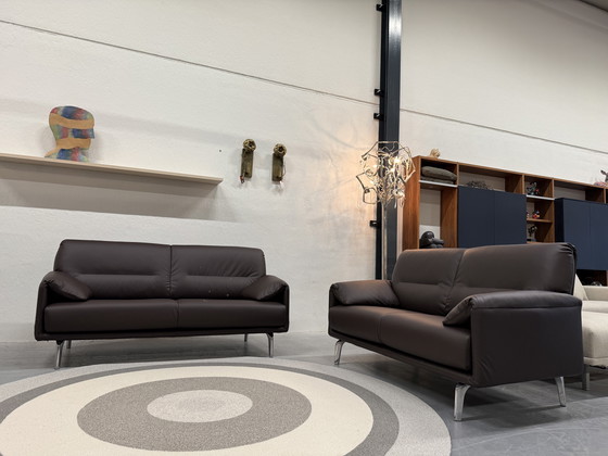 Image 1 of 2 Leolux Bora Balanza Sofa 2.5 & 2 Seater Wapiti Brown Leather