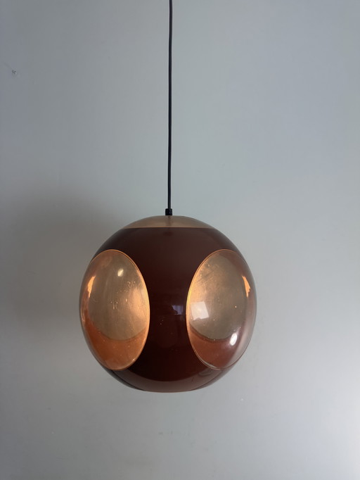 Vintage bruine space age Bulb Bug Eye hanglamp lamp jaren 70