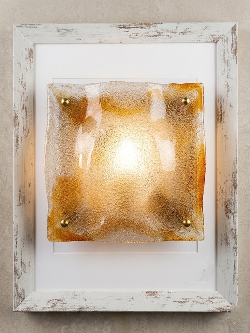 Mazzega Murano Grande Plafoniera 40x40 cm - design Carlo Nason - anni '90