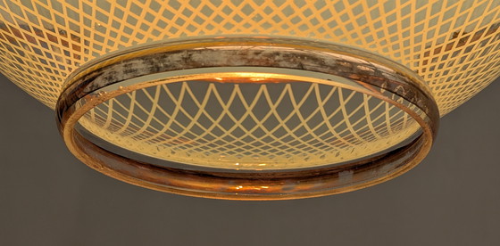 Image 1 of Franse Mintgroene hanglamp glas 60's