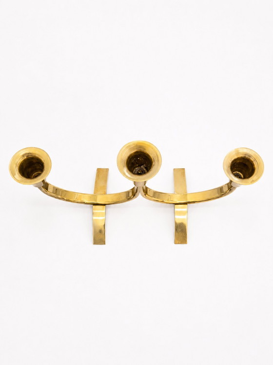 Image 1 of Gunnar Ander Ystad Metall Attributed Brass Candelabra Mid-Century Sweden