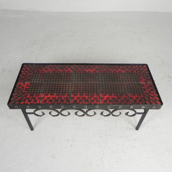 Mid Century Brutalist Tegeltafel, Met 10 Tegels En Stalen Frame, Jaren 60 – Bijzettafels, Iron, Ceramic (photo 4 of 22)