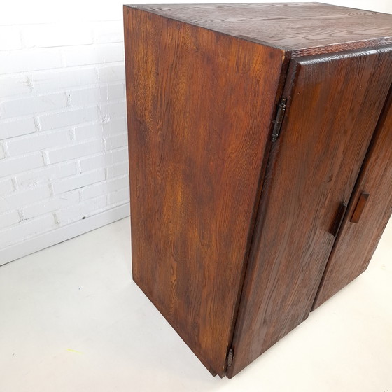 Image 1 of Vintage sideboard art deco style rough dark brown wood