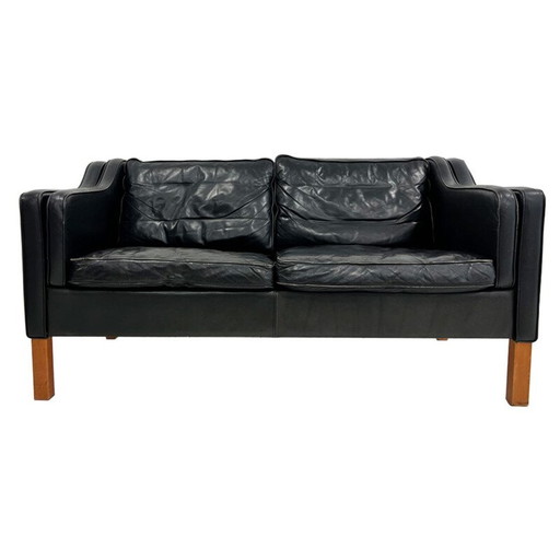 Vintage schwarz 2 Sitz Dänisch Mogensen Sofa
