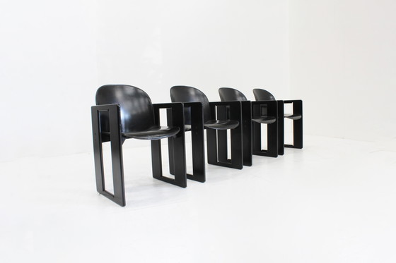 Image 1 of Chaises de salle à manger Dialogo en cuir noir par Afra et Tobia Scarpa pour B&B Italia