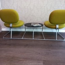 Banc de salle d'attente vintage ; 2 places avec table