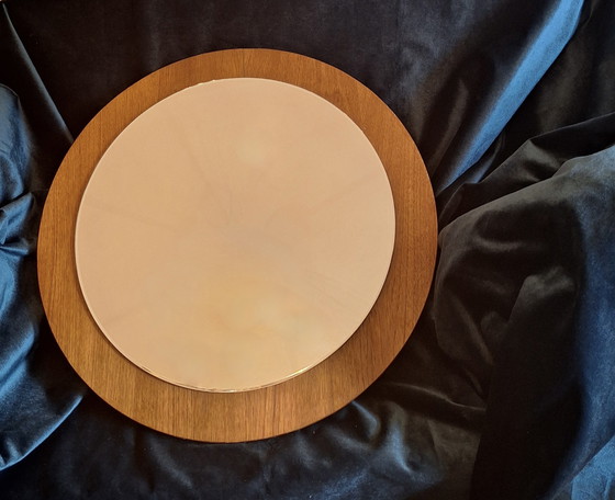 Image 1 of Danish Teak Circular Bevelled Wall Mirror, 1960s