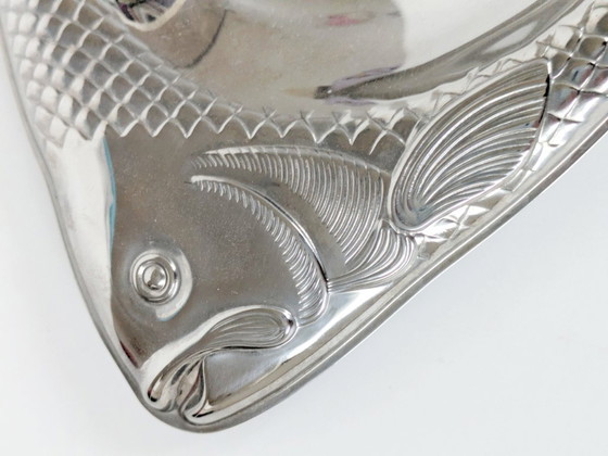 Image 1 of Piatto da portata vintage WMF Cromargan per pesce, stoviglie tedesche in acciaio inossidabile