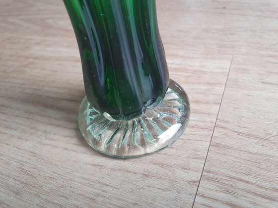 Image 1 of Vintage Murano splash vase green