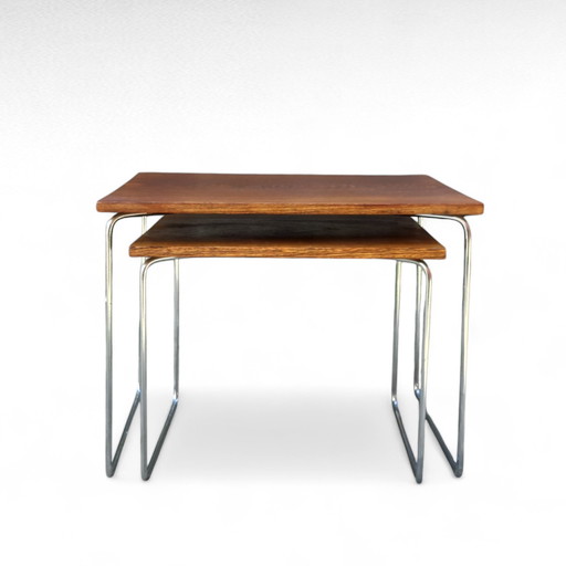 Set 2x Brabantia Side Tables, Wenge Leaf Chrome Legs