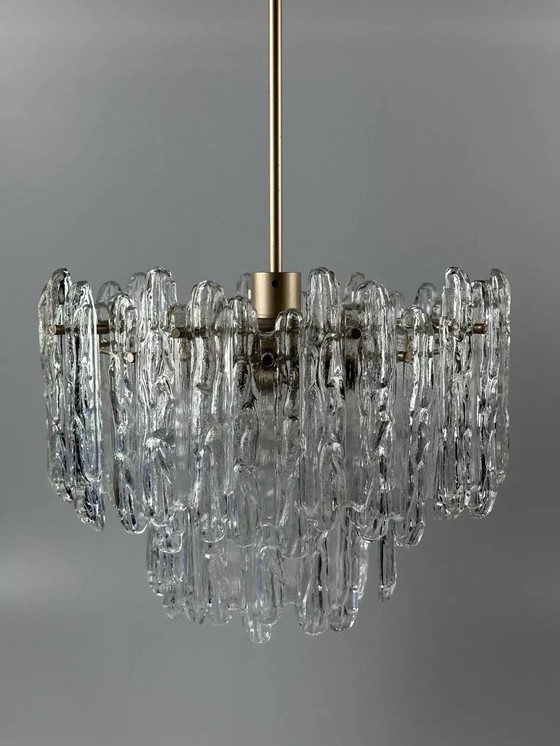 Image 1 of 60s 70s plafondlamp kroonluchter Kinkeldey Duitsland Space Age glas ontwerp