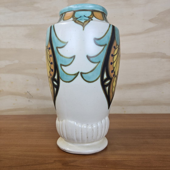 Image 1 of Antique Handmade Bohemian Art Deco Vase (Prague) Gouda Pottery Style (Prague Czech Republic)