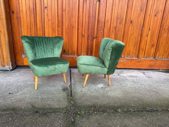 Hungarian Green Club Chairs, 1950s, Set of 2 – Armchairs, Wood, Mid Century Modern (photo 5 of 5)