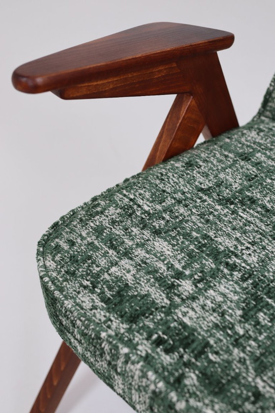 Image 1 of Sedia da salotto scandinava verde Design vintage Boho Rivestimento in tessuto melange, 1960, Polonia