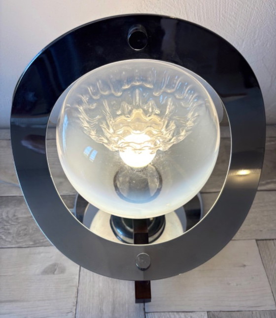 Vintage Space Age Lamp - Murano, Mazzega, 70s, Italian design, Table lamps, Chrome, Glass, Silver (photo 6 of 14)