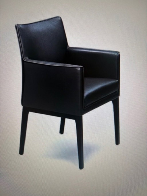 Elegante set van 6 leren eetkamer-/vergaderstoelen Wittmann