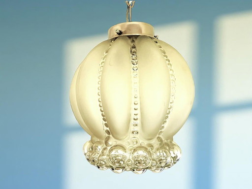 Large Mid-Century Modern Frosted Bubble Glass Hanging Light, 1960s