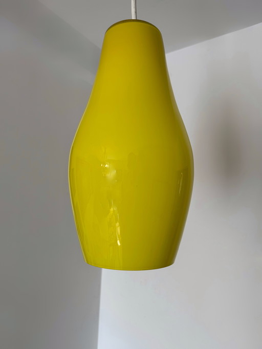 70s yellow opaline drop pendant