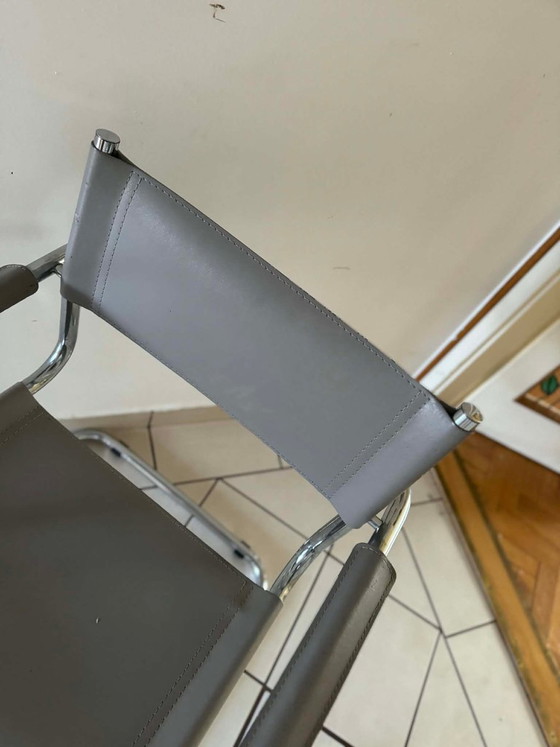 Mid-Century Grey Tubular Chair, 1960s – Adjustable recliner chair, Chrome, Retro (photo 2 of 4)