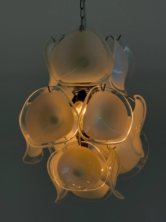 Gino Vistosi Murano Glass Chandelier with Glass Discs – Reading Lamp, Metal, Chrome, Italian Design (photo 2 of 13)