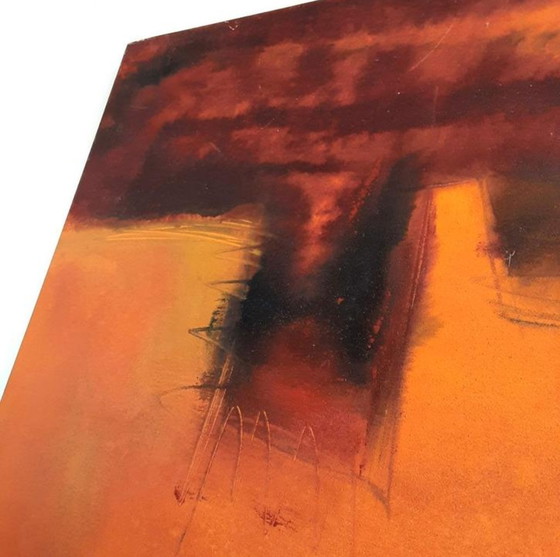 Image 1 of Dário Bosa abstract 2 Luik (arancione/rosso) firmato / tela (artista brasiliano)