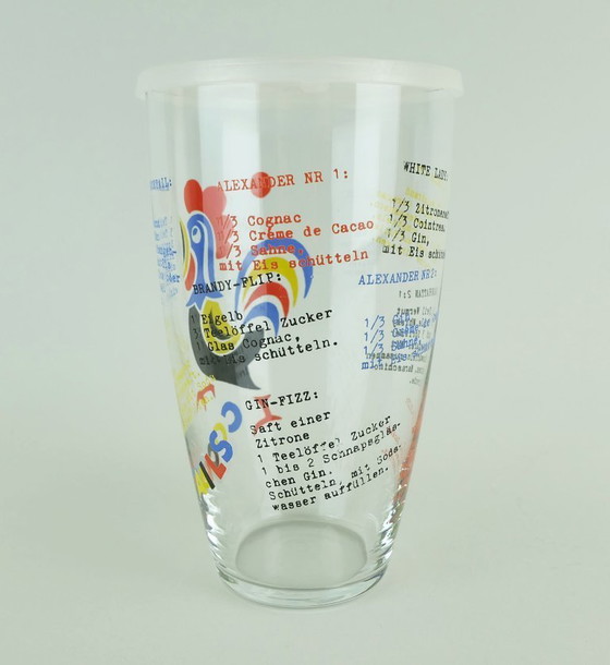 Image 1 of Moderne glazen cocktailshaker uit het midden van de vorige eeuw met recepten uit de jaren 50