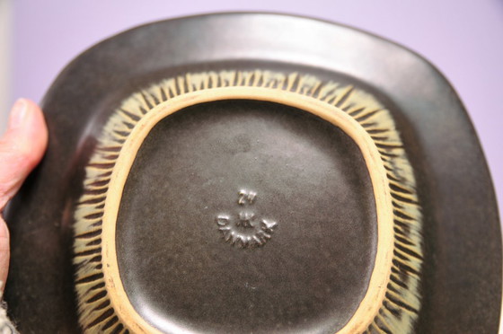 Image 1 of square green bowl Hedehus Keramik