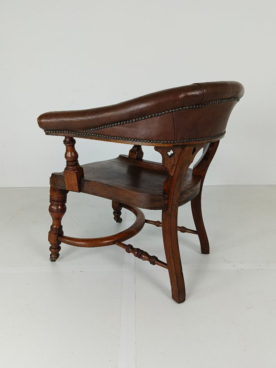 Chaise de bureau victorienne en acajou et cuir – Fauteuils, Wood, Leather (photo 10 of 10)