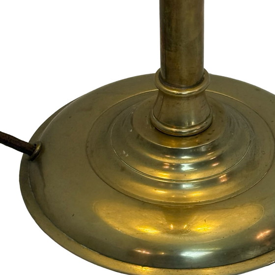 Image 1 of Art Déco - Lampada da tavolo XL - Vetro olofane - Base in ottone, due prese - In ottime condizioni!