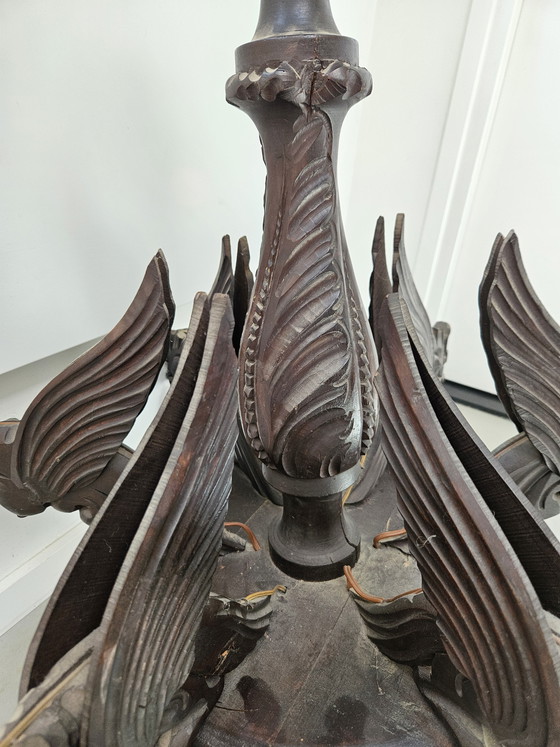 Image 1 of Lampadario gotico antico in rovere a 6 bracci