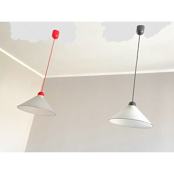 Image 1 of Vintage opal glass pendant lamps, Italy 1970