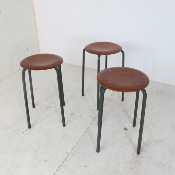 Image 1 of Set of 3 vintage Industrial Stools from Marko, 1950s