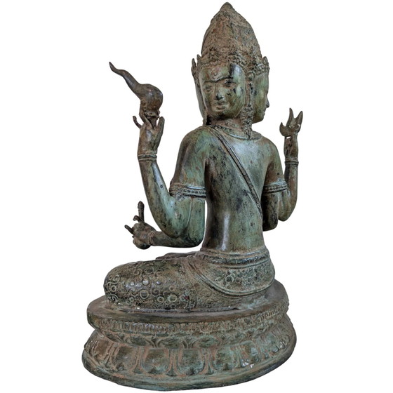 Kosmische Meisterschaft & Schutz – Trimukha Maheshvara – Bildhauerei, Bronze, Gold (photo 6 of 10)
