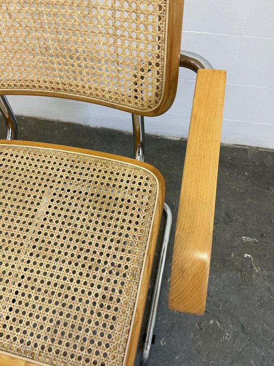1 x Vintage Cesca stoel, Eetkamerstoelen, Chroom, Hout, Zilver (foto 9 van 15)