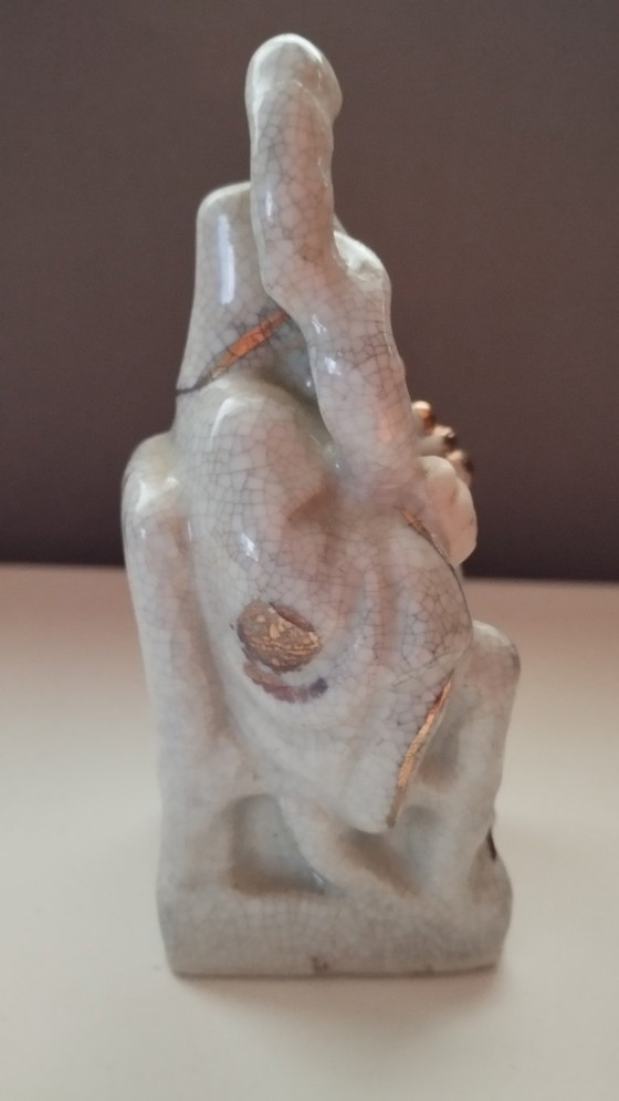 Image 1 of Mid-Century Chinoiserie Crackle-Glaze Shouxing – God of Longevity (11cm)