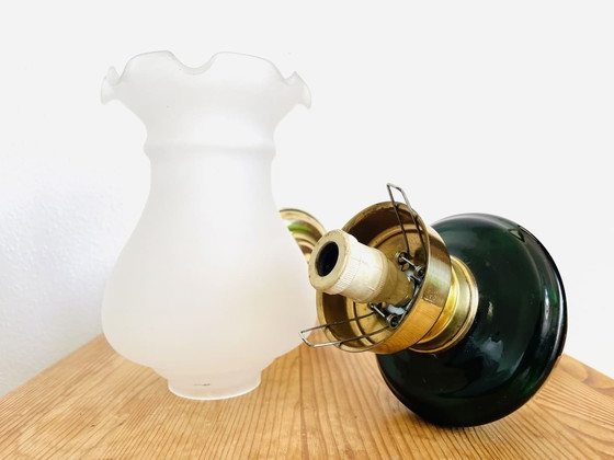 Image 1 of Art Nouveau style brass wall sconce with frosted glass tulip lampshade