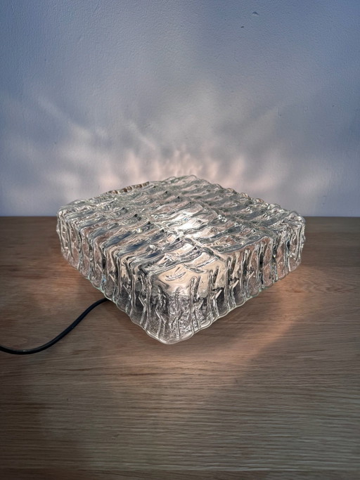 Vintage Fischer Leuchten Eisglas Lampe