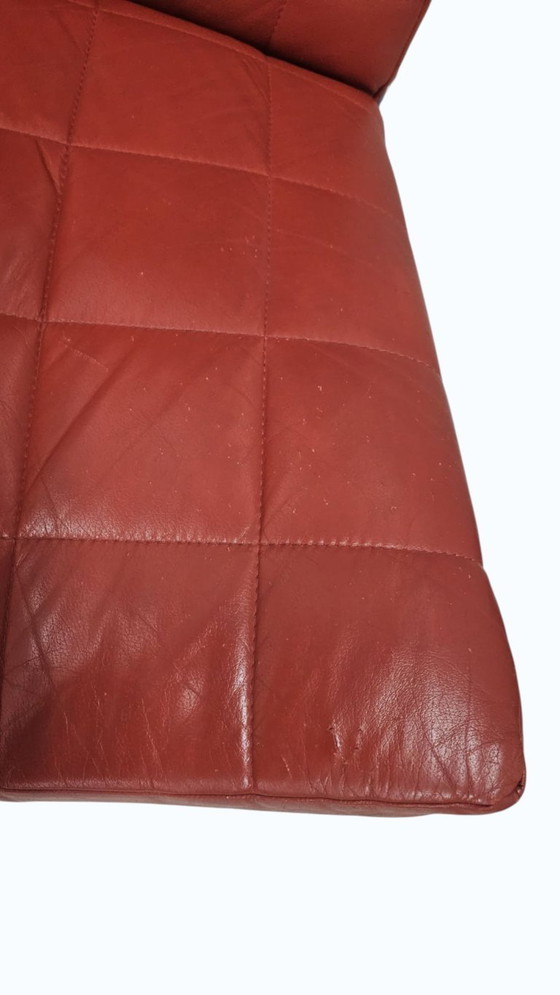 Image 1 of Sofá de 2 plazas Leolux Volare con otomana – Piel roja – Diseño de Jan Armgardt