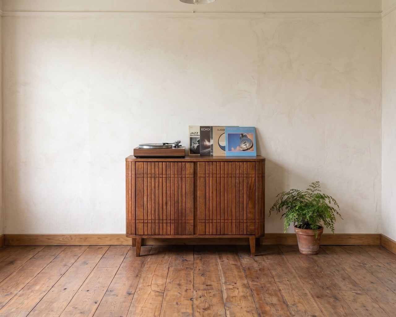 Japandi sideboard | solid mango wood | slatted front | 112cm