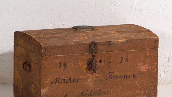 Antique travel chest with original inscription (Year 1936) #21 – Storage cabinet, Rustic (photo 3 of 40)