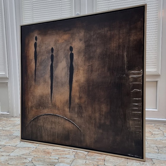 Image 1 of Frances Eckhardt - figurative painting hand-painted modern art 90x90 cm 3 figures